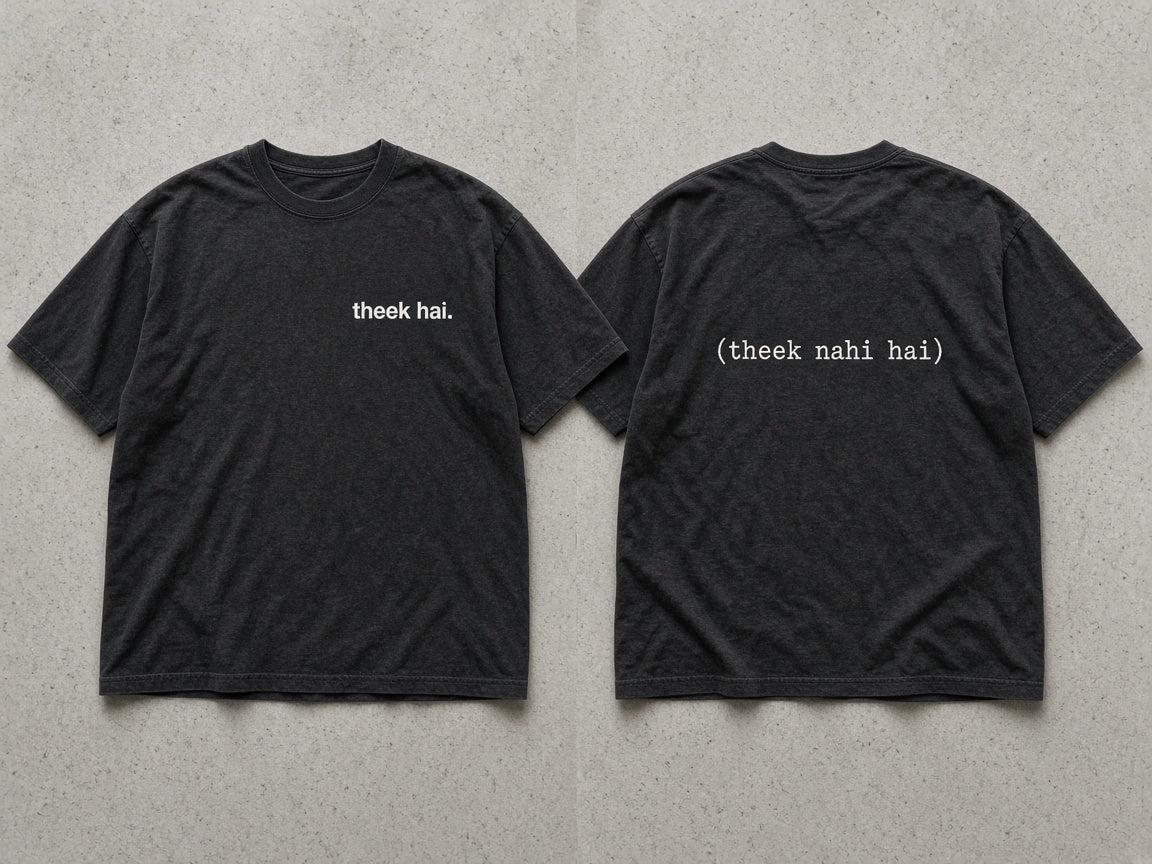 Theek Hai funny Hindi t-shirt by Matchbox Society, front and back print