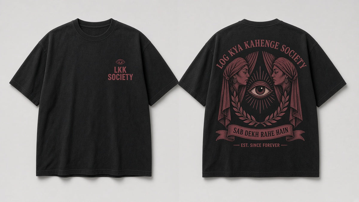 Log Kya Kahenge Society artwork - front chest and back print design, Matchbox Society