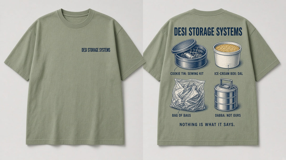 Desi Storage Systems artwork - front chest and back print design, Matchbox Society