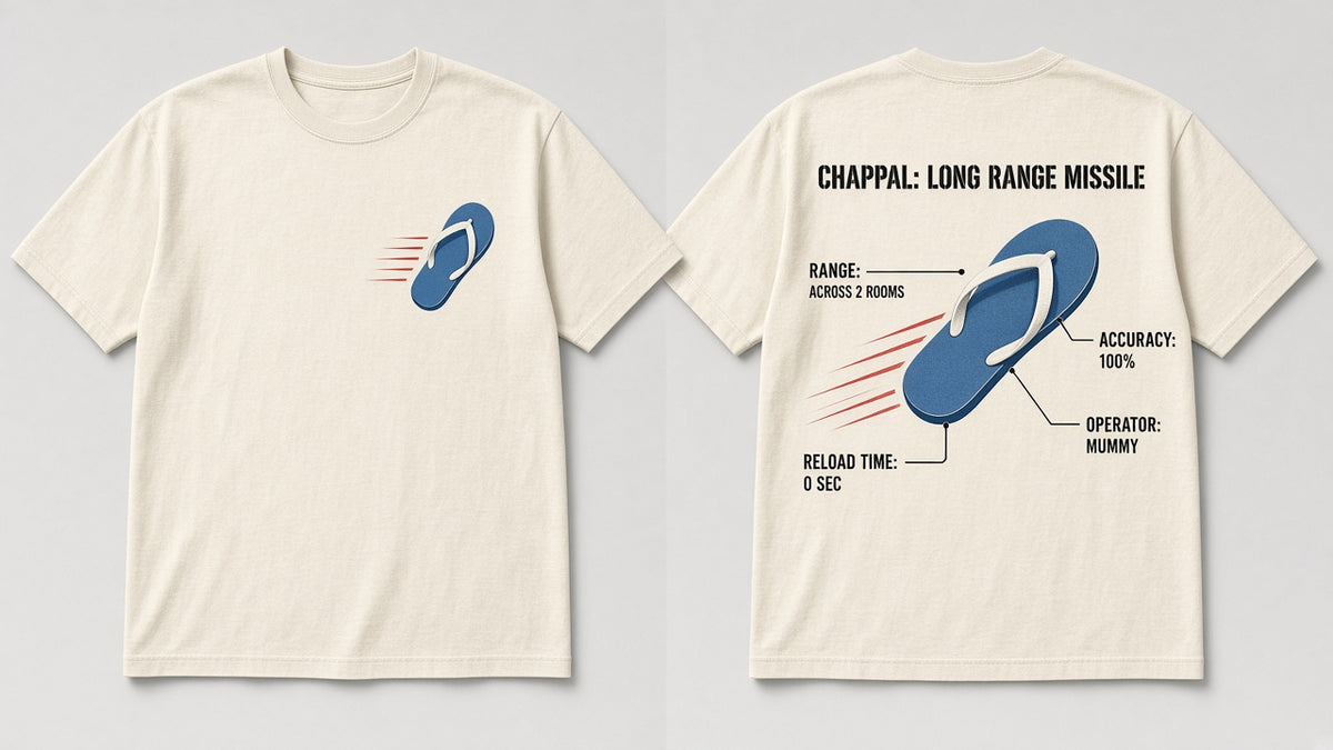 Chappal: Long Range Missile artwork - front chest and back print design, Matchbox Society