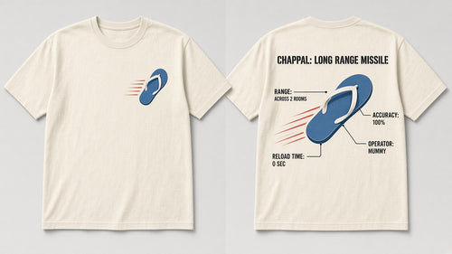 Chappal: Long Range Missile artwork - front chest and back print design, Matchbox Society