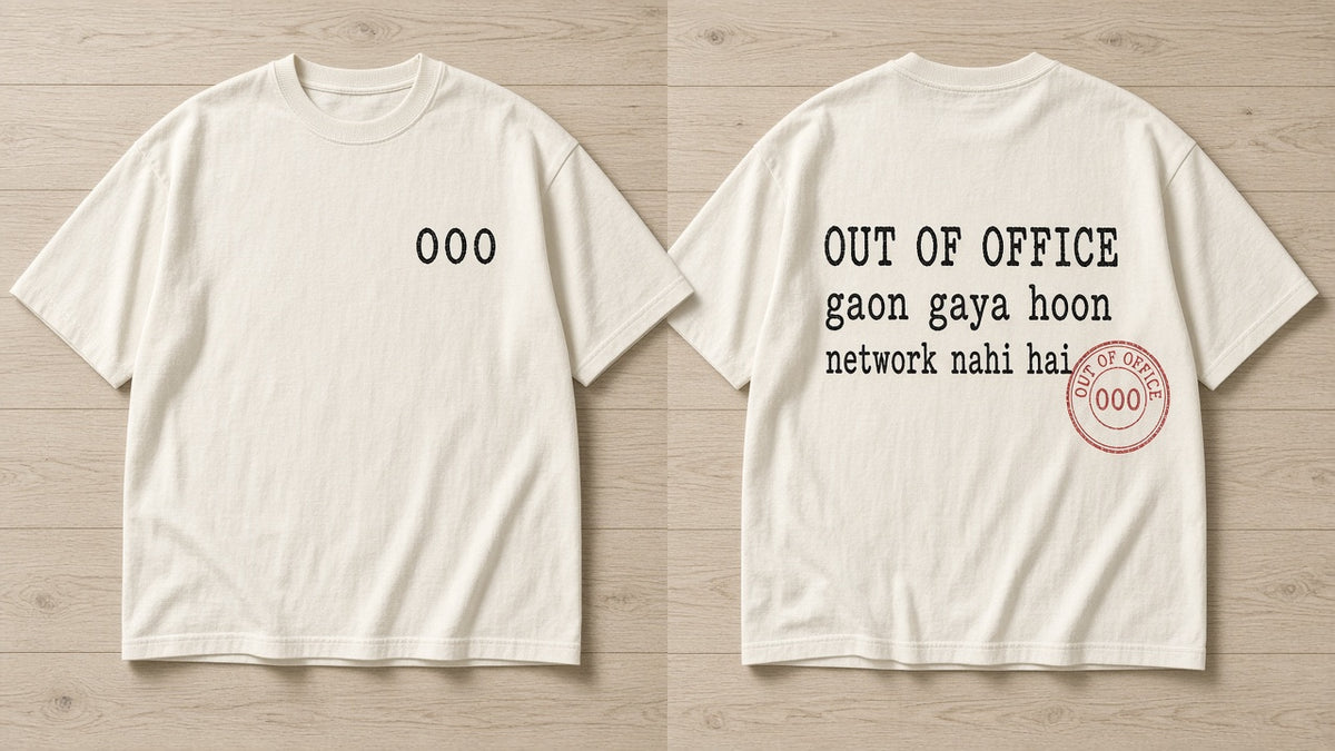 Out of Office artwork - front chest and back print design, Matchbox Society