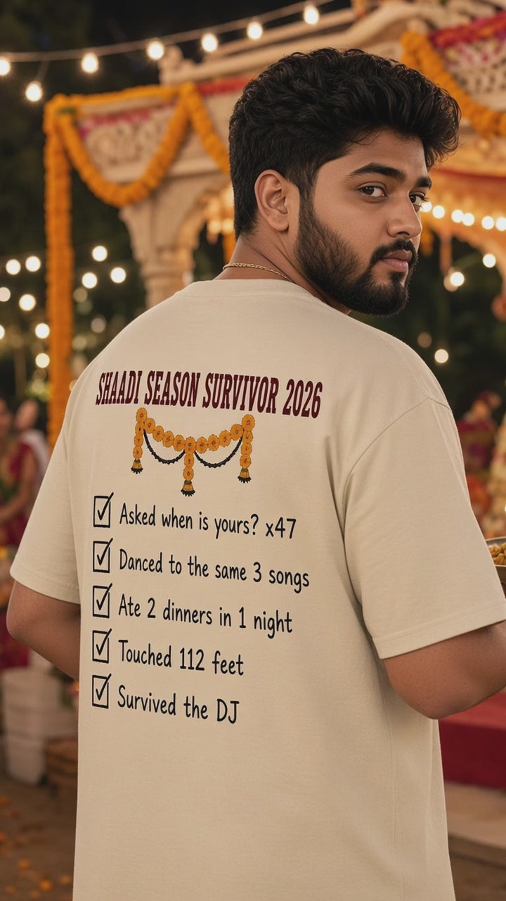 Shaadi Season Survivor 2026 tee video - Matchbox Society Drop 01